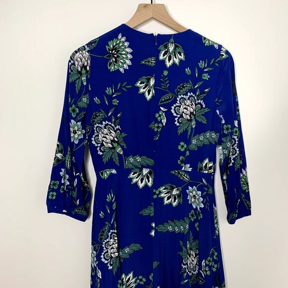 Hobbs London Marietta Midi Dress Blue Floral Womens Size US 2 AZURE APPLE GRN - Picture 11 of 16